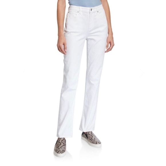 Eileen Fisher Straight Leg Organic Cotton White Jeans - Picture 1 of 9